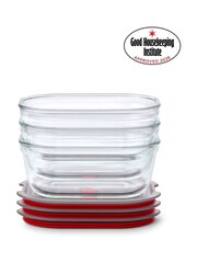 Black & Blum Set of 3 GreyRed 900ml Glass Stack and Nest Food Storage Boxes - Image 4 of 6