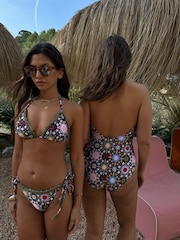 Never Fully Dressed Black Tile Print Triangle Bikini Top - Image 2 of 6