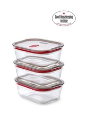 Black & Blum Set of 3 Grey Red 600ml Glass Stack and Nest Food Storage Boxes - Image 3 of 6
