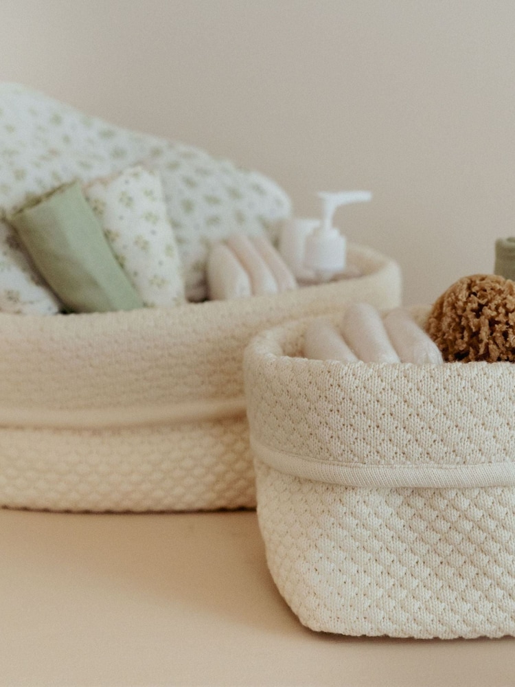 Little Dutch Pure Soft White Knitted Large Storage Basket - Image 1 of 2