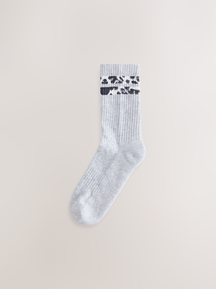 Grey Animal Stripe Cushion Sole Ribbed Sport Ankle With Arch Support Socks 3 Pack - Image 2 of 6 Grey Animal Stripe Cushion Sole Ribbed Sport Ankle With Arch Support Socks 3 Pack - Image 2 of 6