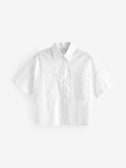 White Broderie Mix Short Sleeve Shirt - Image 5 of 6