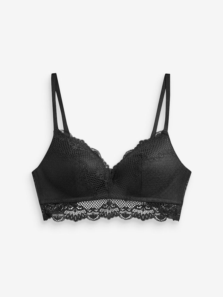Black Pad Non Wire Lace Bra - Image 2 of 2