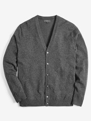 Charcoal Grey Regular Cotton Rich Cardigan - Image 4 of 5