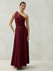 Plum Purple Jersey Multiway Wedding Guest Bridesmaid Maxi Dress - Image 2 of 6