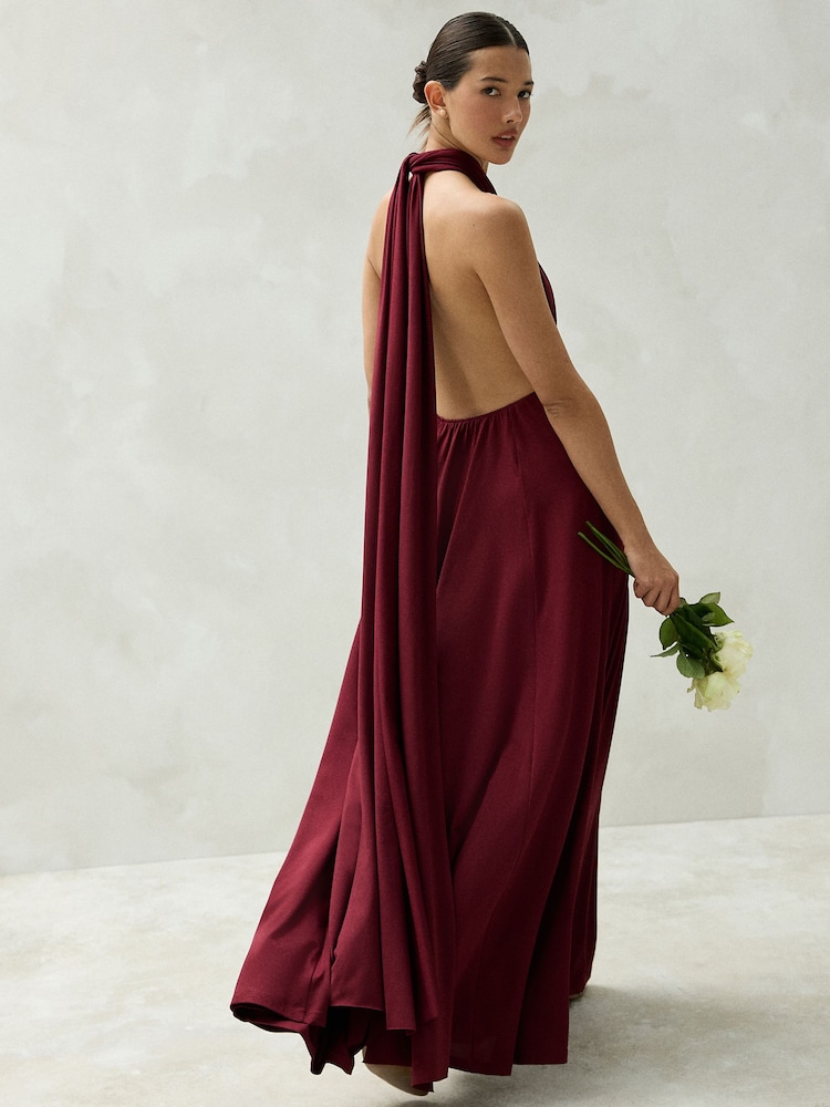 red multiway bridesmaid dress Womens Next Burgundy Jersey Wedding Guest Maxi US 10 Tall Lengths can be altered Color:Dark Royal Bridesmaid maxi color_white Rose Gold Sparkly Short