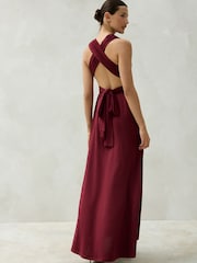 Plum Purple Jersey Multiway Wedding Guest Bridesmaid Maxi Dress - Image 4 of 6