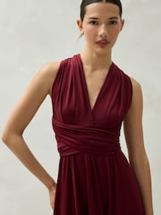 Plum Purple Jersey Multiway Wedding Guest Bridesmaid Maxi Dress - Image 5 of 6