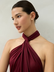 Plum Purple Jersey Multiway Wedding Guest Bridesmaid Maxi Dress - Image 6 of 6