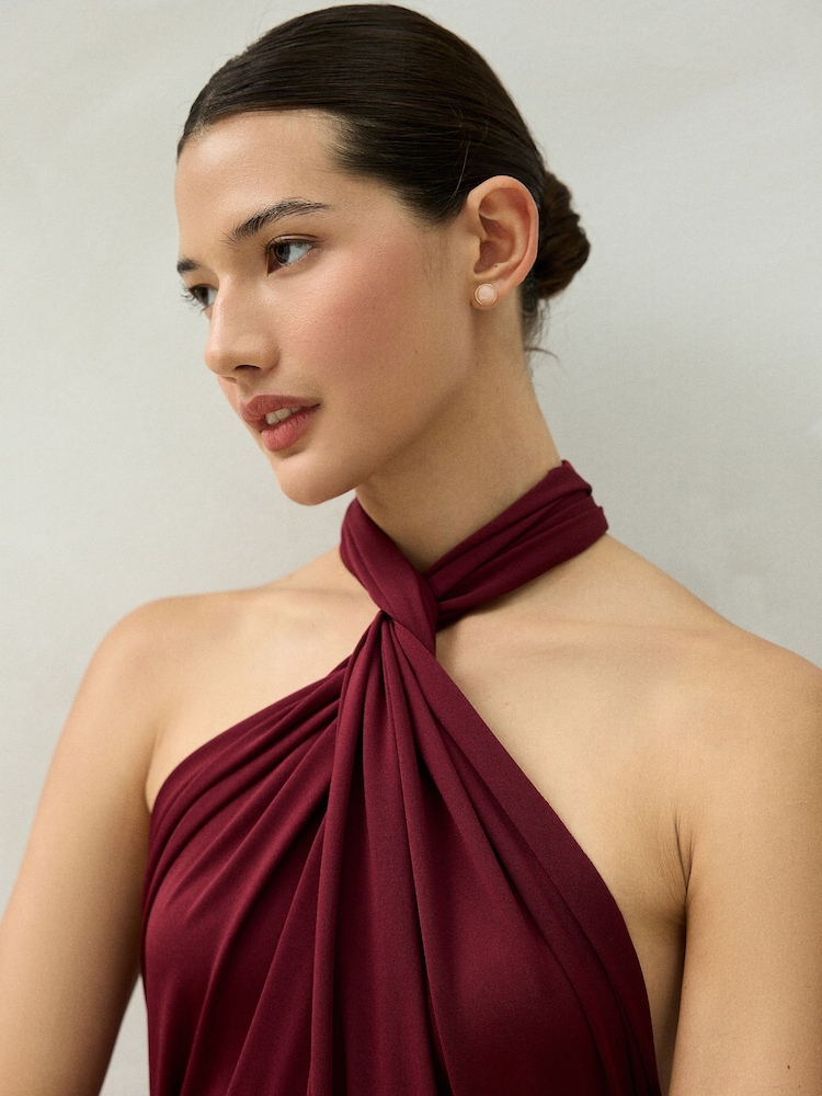Plum Purple Jersey Multiway Wedding Guest Bridesmaid Maxi Dress - Image 6 of 6