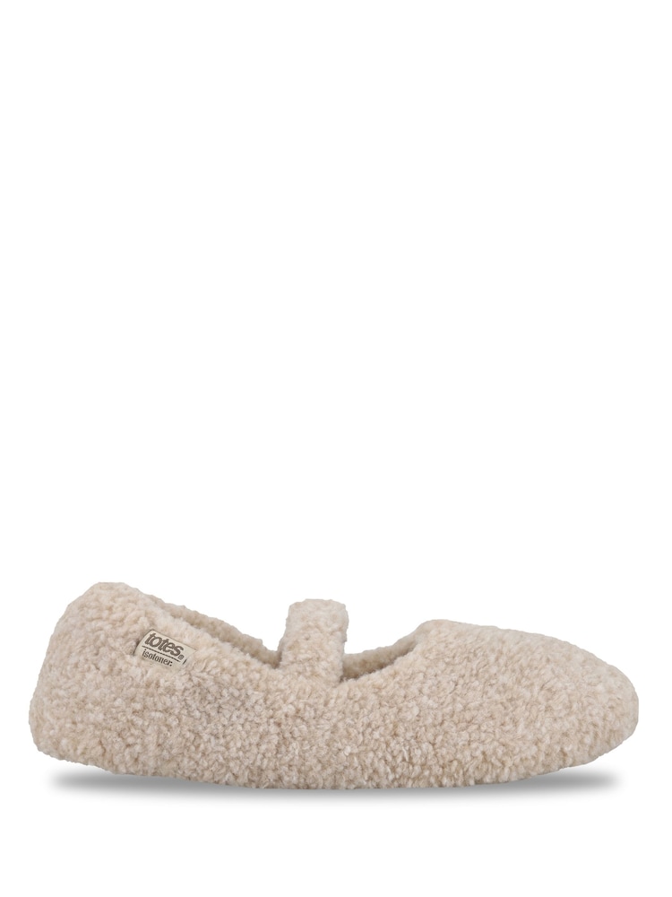 Totes Natural Borg Mary Jane Ballet Slippers - Image 2 of 5 Totes Natural Borg Mary Jane Ballet Slippers - Image 2 of 5