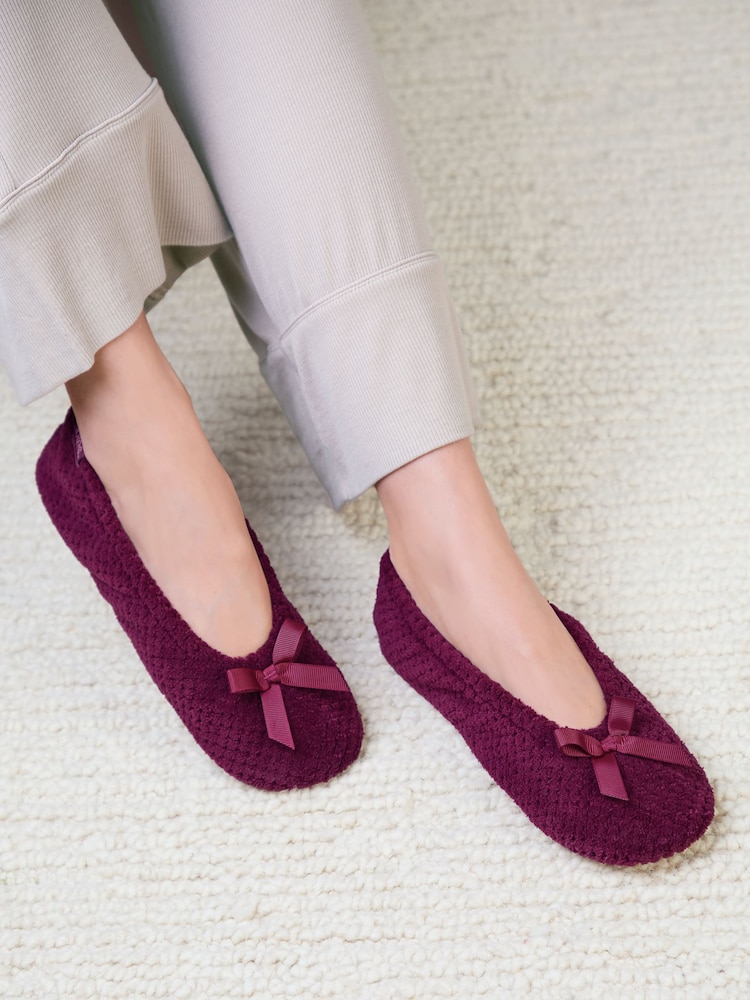 Totes Red Popcorn Terry Ballet Slippers with Cushioned Comfort - Image 1 of 5 Totes Red Popcorn Terry Ballet Slippers with Cushioned Comfort - Image 1 of 5