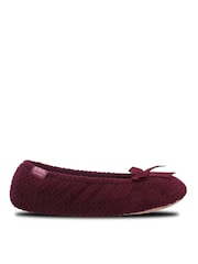 Totes Red Popcorn Terry Ballet Slippers with Cushioned Comfort - Image 2 of 5