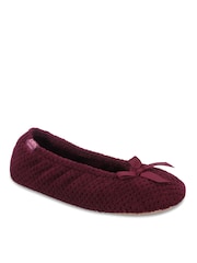 Totes Red Popcorn Terry Ballet Slippers with Cushioned Comfort - Image 3 of 5
