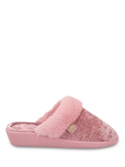 Totes Pink Sparkle Heeled Mule Slippers - Image 3 of 5