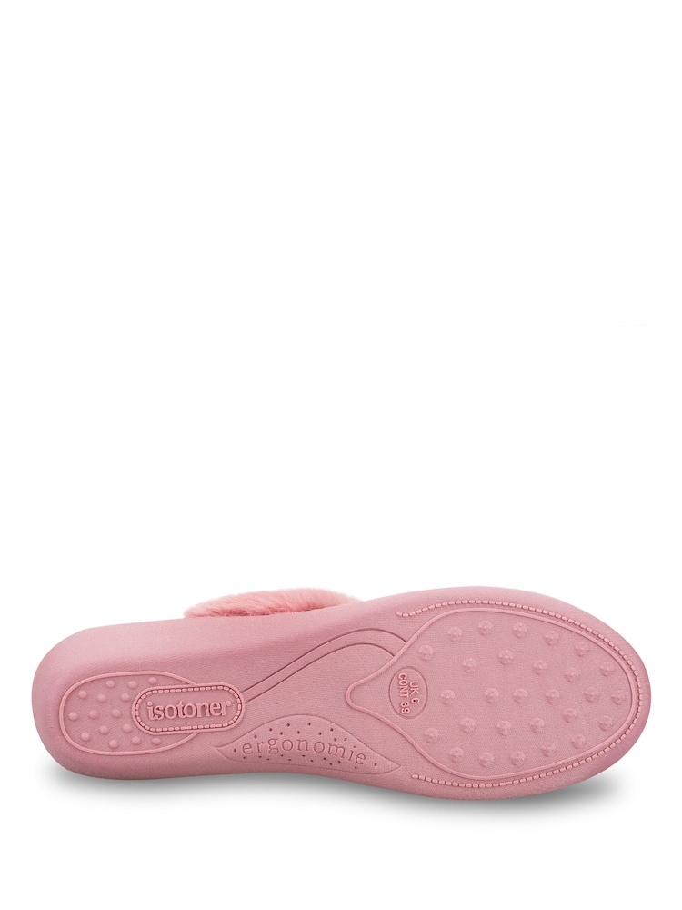 Totes Pink Sparkle Heeled Mule Slippers - Image 5 of 5 Totes Pink Sparkle Heeled Mule Slippers - Image 5 of 5
