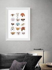 White Dogs in Glasses by Hanna Melin Framed Print - Image 2 of 3