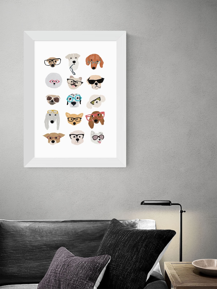 White Dogs in Glasses by Hanna Melin Framed Print - Image 2 of 3