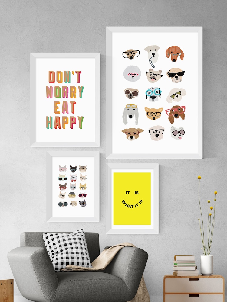 White Dogs in Glasses by Hanna Melin Framed Print - Image 3 of 3