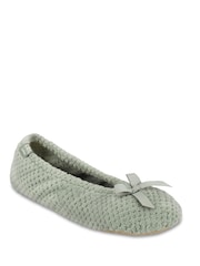 Totes Green Popcorn Terry Ballet Slippers with Cushioned Comfort - Image 3 of 5