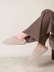 Natural - Totes Borg Swept Back Mule Slippers - Larawan 1 ng 5