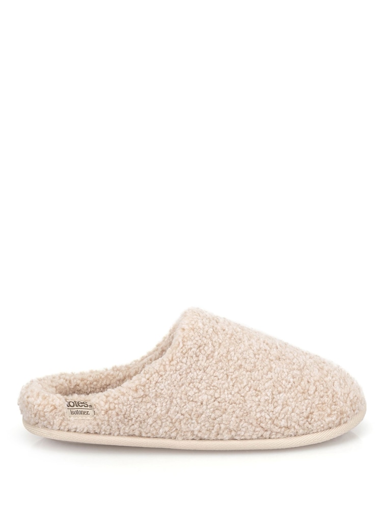 Natural - Totes Borg Swept Back Mule Slippers - Larawan 2 ng 5