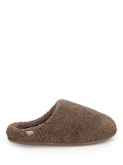 Brown - Totes Borg Swept Back Mule Slippers - Larawan 2 ng 5