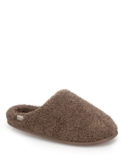 Brown - Totes Borg Swept Back Mule Slippers - Larawan 3 ng 5