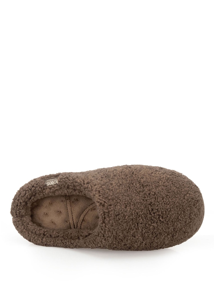 Brown - Totes Borg Swept Back Mule Slippers - Larawan 5 ng 5