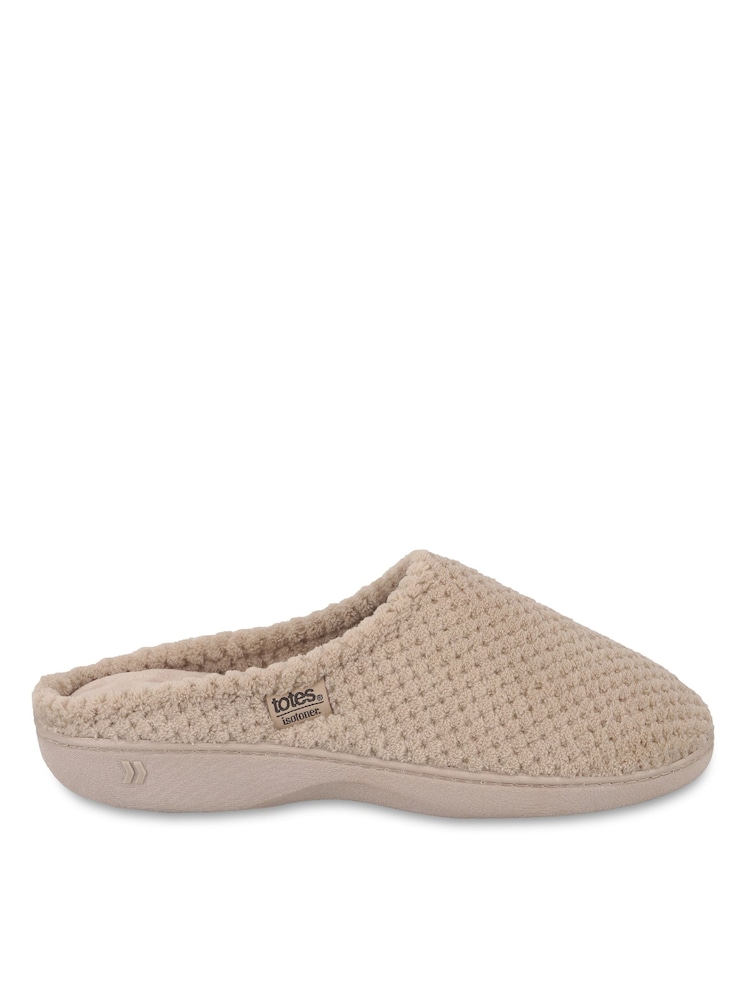 Totes Brown Isotoner Popcorn Terry Mules Slippers - Image 2 of 5 Totes Brown Isotoner Popcorn Terry Mules Slippers - Image 2 of 5