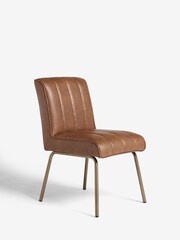 Set of 2 Distressed Faux Leather Tan Brown Colter Dining Chairs - Image 3 of 6