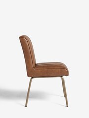Set of 2 Distressed Faux Leather Tan Brown Colter Dining Chairs - Image 4 of 6