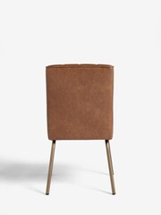 Set of 2 Distressed Faux Leather Tan Brown Colter Dining Chairs - Image 5 of 6