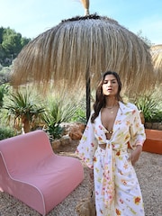 Never Fully Dressed Ecru Linen Blend Ibiza Beach Trousers - Image 2 of 7