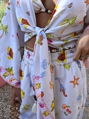 Never Fully Dressed Ecru Linen Blend Ibiza Beach Trousers - Image 4 of 7