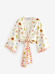 Never Fully Dressed Ecru Linen Blend Ibiza Beach Wrap Top - Image 6 of 8