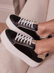 Mint Velvet Black Ria Platform Trainers - Image 4 of 4