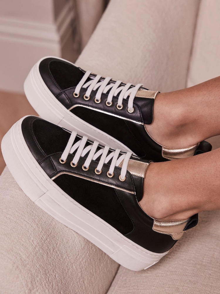 Mint Velvet Black Ria Platform Trainers - Image 4 of 4