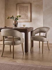 Set of 2 Monza Faux Leather Mink Brown Mid Wood Leg Remi Dining Chairs - Image 1 of 9