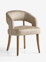 Set of 2 Monza Faux Leather Mink Brown Mid Wood Leg Remi Dining Chairs - Image 6 of 9