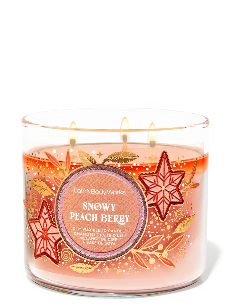 Bath & Body Works Snowy Peach Berry 3-Wick Candle 411g - Image 1 of 2 Bath & Body Works Snowy Peach Berry 3-Wick Candle 411g - Image 1 of 2