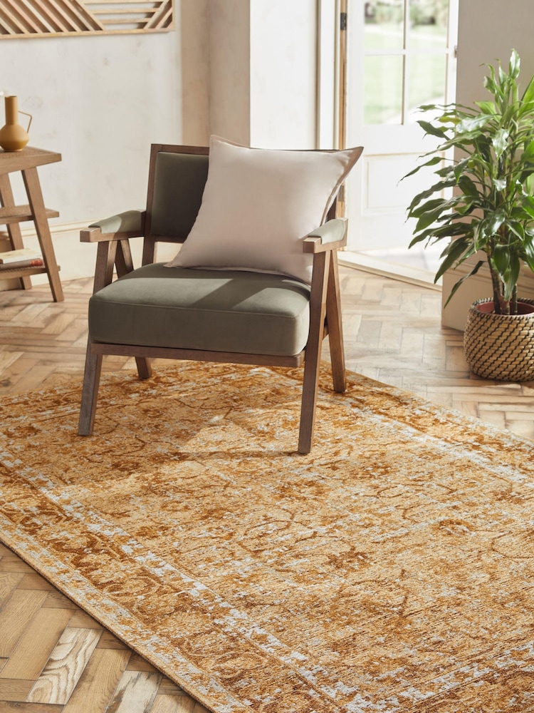 Ochre Yellow Land Oriental Rug - Image 1 of 6