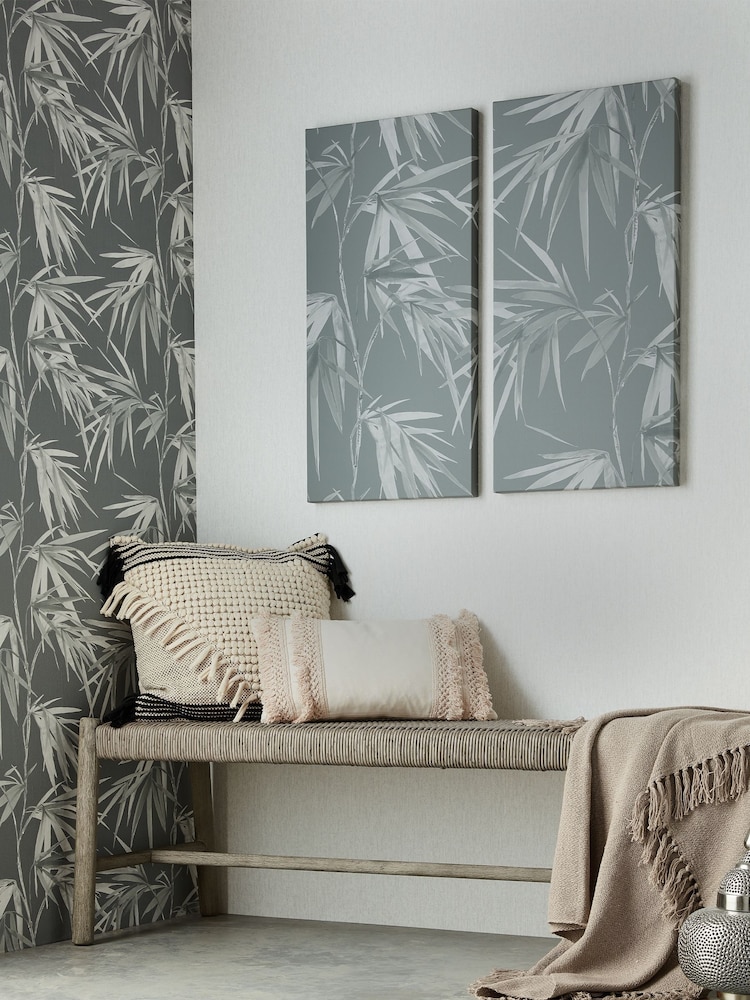 Art For The Home Set of 2 Grey Bamboo Blooms Wall Art - Image 1 of 1