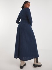 Simply Be Blue Rib Wrap Midi Dress - Image 2 of 4