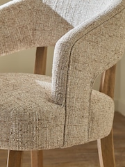 Set of 2 Tailored Boucle Weave Mid Natural/Wood Leg Remi Dining Chairs - Image 10 of 14