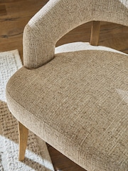 Set of 2 Tailored Boucle Weave Mid Natural/Wood Leg Remi Dining Chairs - Image 11 of 14