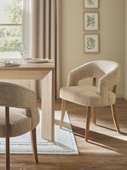 Set of 2 Tailored Boucle Weave Mid Natural/Wood Leg Remi Dining Chairs - Image 2 of 14