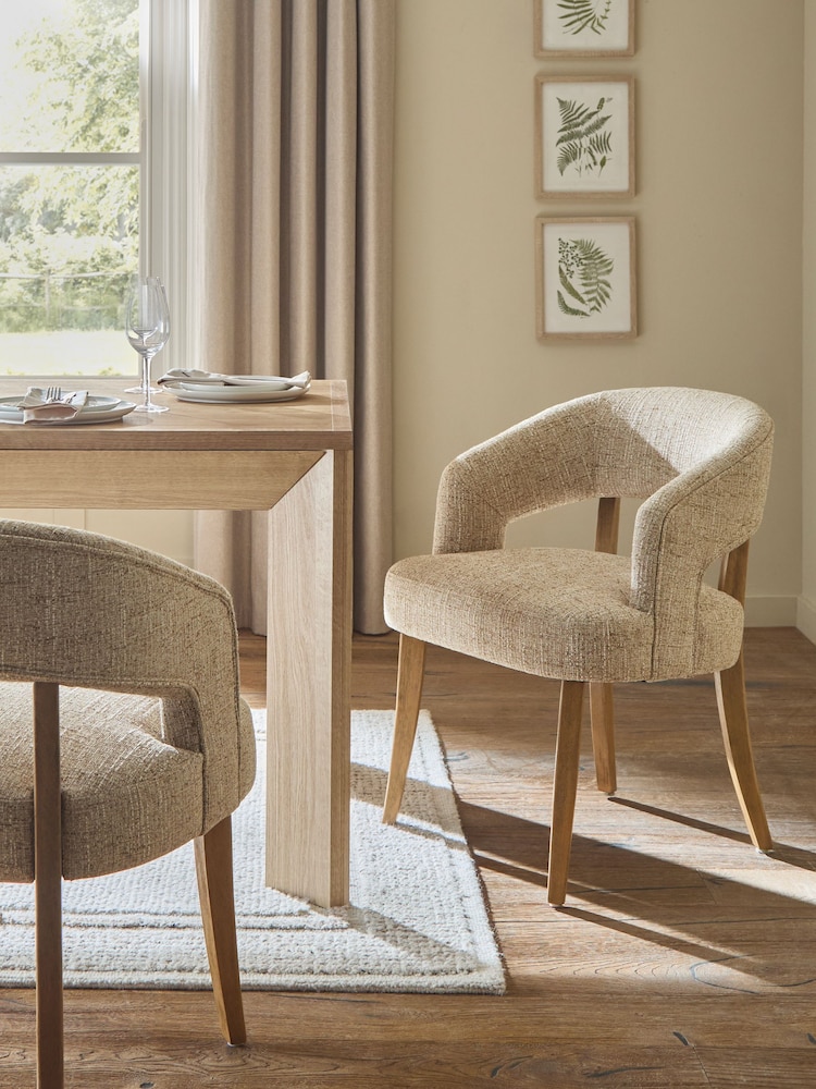 Set of 2 Tailored Boucle Weave Mid Natural/Wood Leg Remi Dining Chairs - Image 2 of 14 Set of 2 Tailored Boucle Weave Mid Natural/Wood Leg Remi Dining Chairs - Image 2 of 14