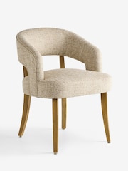 Set of 2 Tailored Boucle Weave Mid Natural/Wood Leg Remi Dining Chairs - Image 5 of 14
