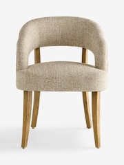Set of 2 Tailored Boucle Weave Mid Natural/Wood Leg Remi Dining Chairs - Image 6 of 14
